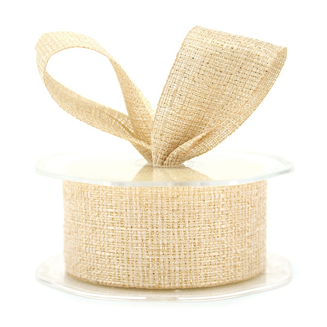 Woven Glamour Ribbon 38mmx20m - Natural/Gold