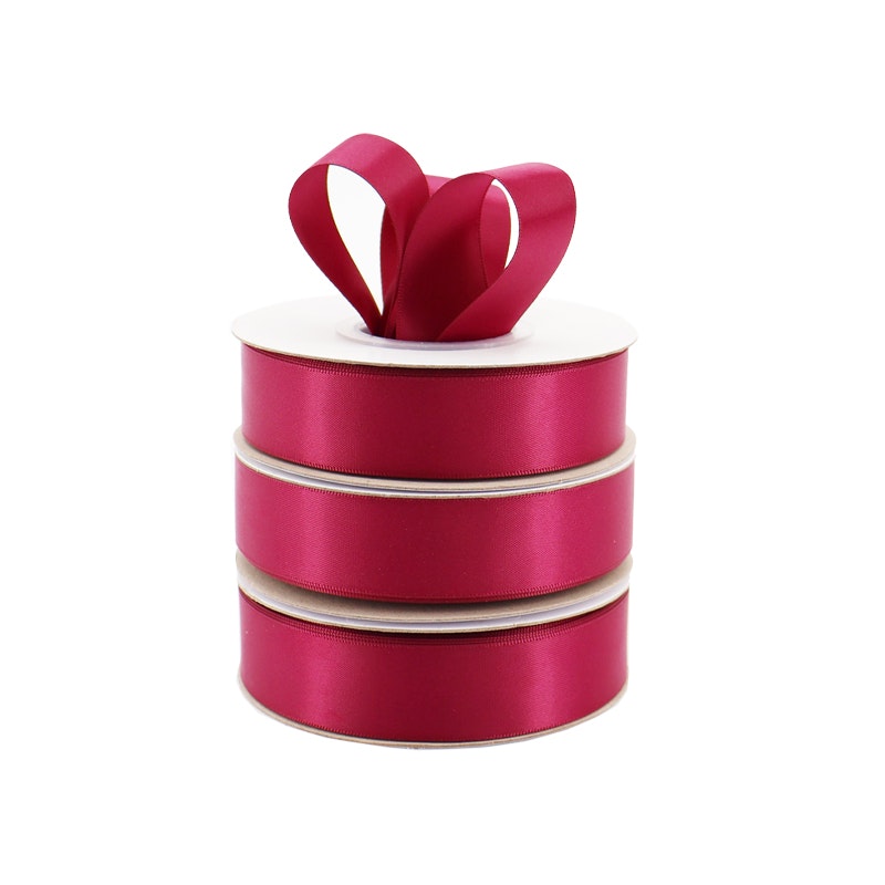 Recycled Polyester Double Face Satin Ribbon 25mmx25m - Wine