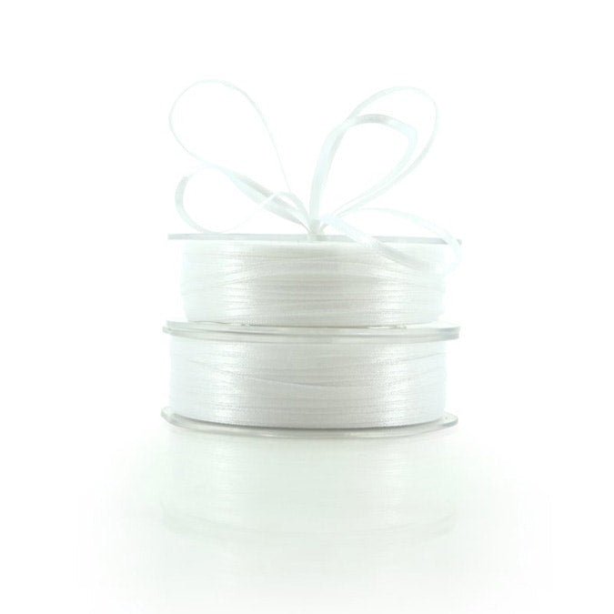 Nylon Satin Ribbon Woven Edge 3mmx100m - White