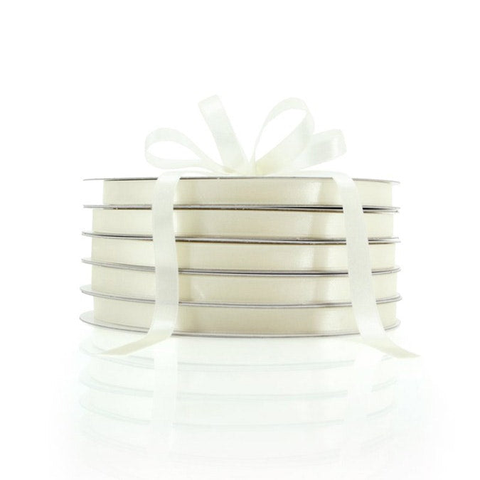 Nylon Satin Ribbon Woven Edge 12mmx100m - Ivory
