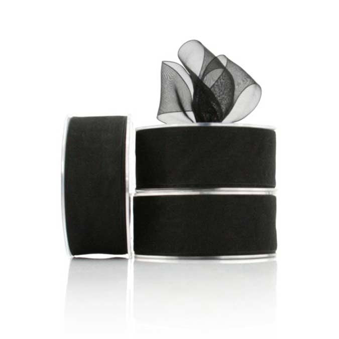 Premium Organza Ribbon Woven Edge 38mmx50m - Black