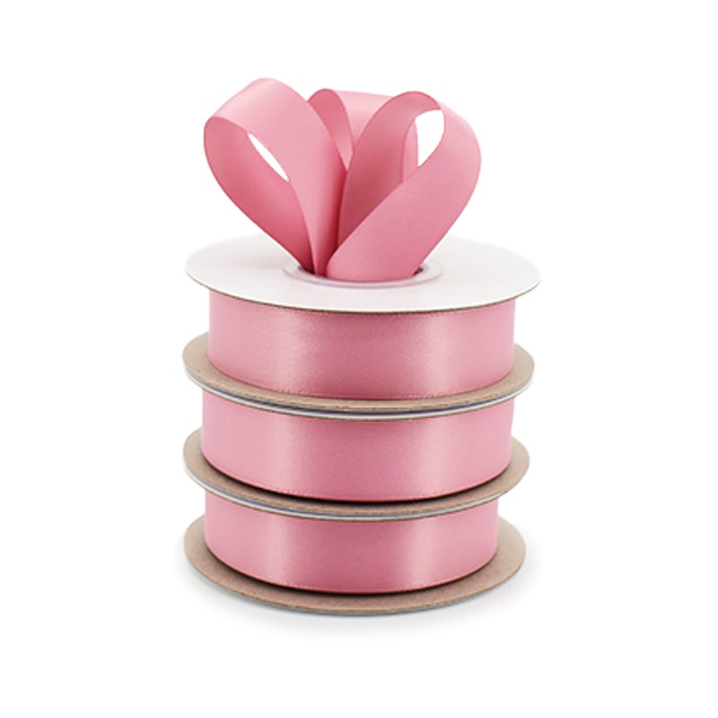 Recycled Polyester Double Face Satin Ribbon 25mmx25m - Rosey Mauve