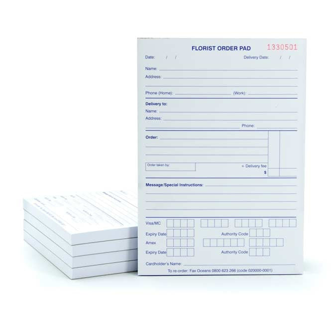 Florist Order Pad 500 Pages Pk/5 - White