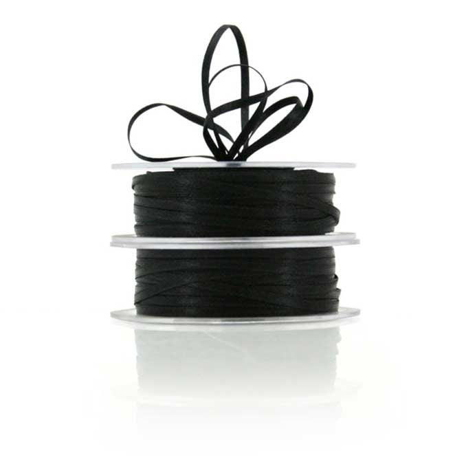 Nylon Satin Ribbon Woven Edge 3mmx100m - Black