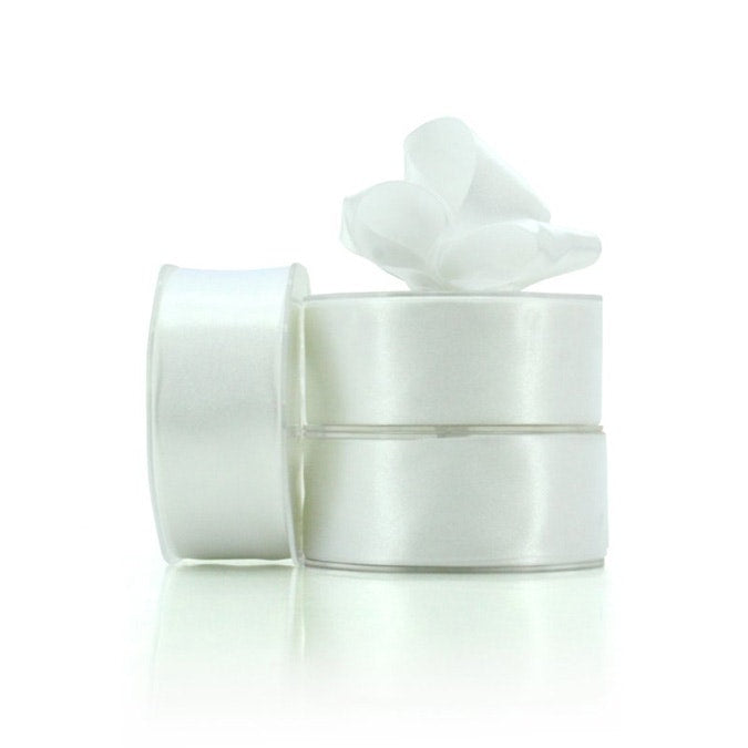 Nylon Satin Ribbon Woven Edge 38mmx25m - White