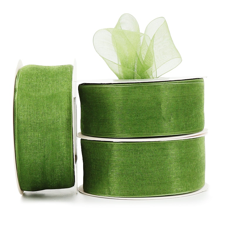 Organza Ribbon Woven Edge 38mmx45.7m - Sage Green