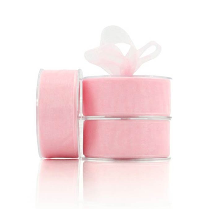 Premium Organza Ribbon Woven Edge 38mmx50m - Light Pink