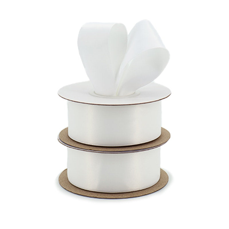 Recycled Polyester Double Face Satin Ribbon 38mmx25m - White