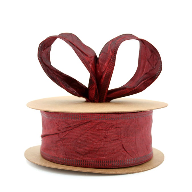 Taffeta Ribbon Wire Edge 38mmx20m - Burgundy