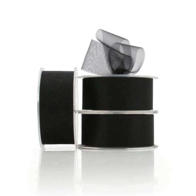 Chiffon Plain Ribbon Cut Edge 38mmx50m - Black