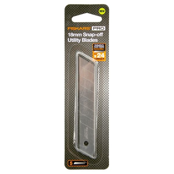 Fiskars Snap-Off Utility Replacement Blades 18mm Pk/5 - Silver