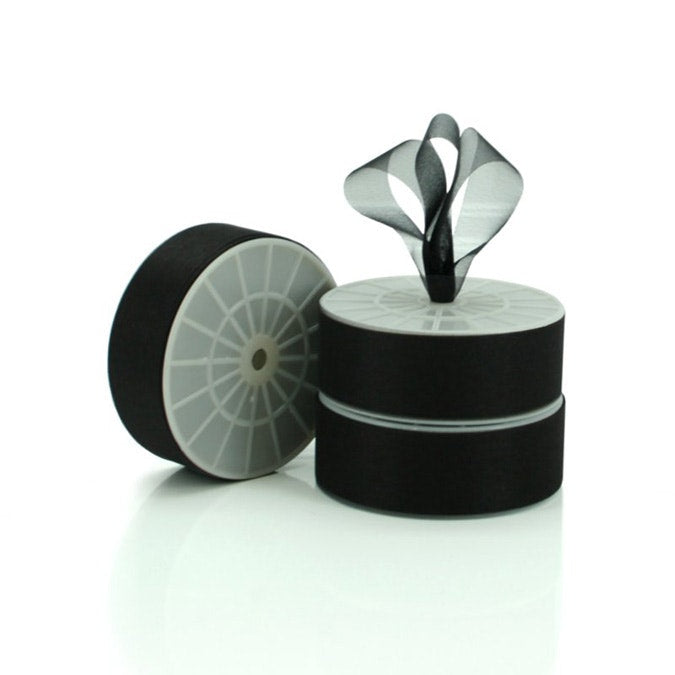 Chiffon Plain Ribbon Cut Edge 38mmx100m - Black