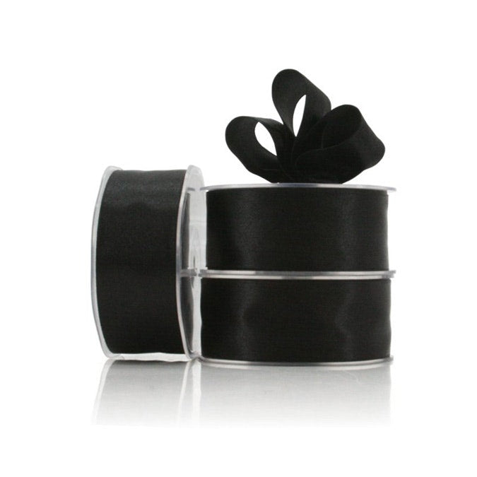 Nylon Satin Ribbon Woven Edge 38mmx25m - Black