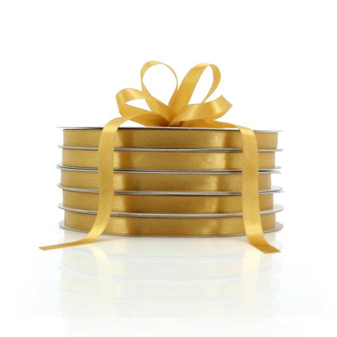 Nylon Satin Ribbon Woven Edge 12mmx100m - Gold