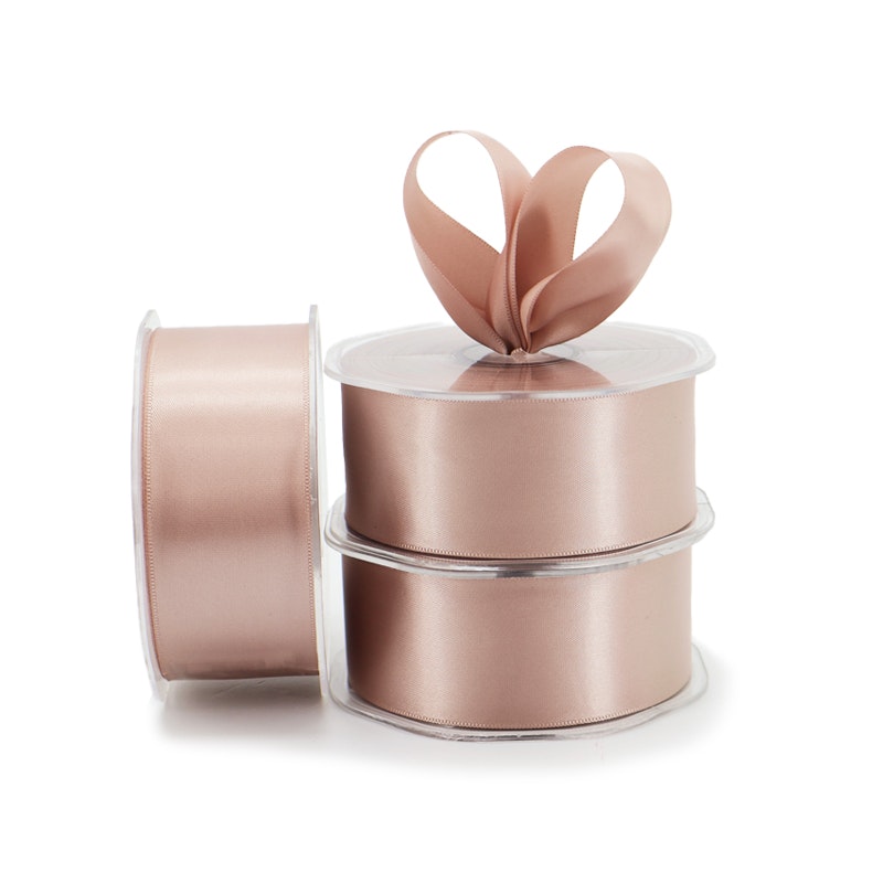 Nylon Satin Ribbon Woven Edge 38mmx25m - Champagne Gold