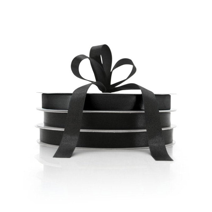 Nylon Satin Ribbon Woven Edge 18mmx100m - Black