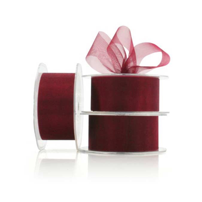 Organza Plain Ribbon Cut Edge 38mmx50m - Dubonnet