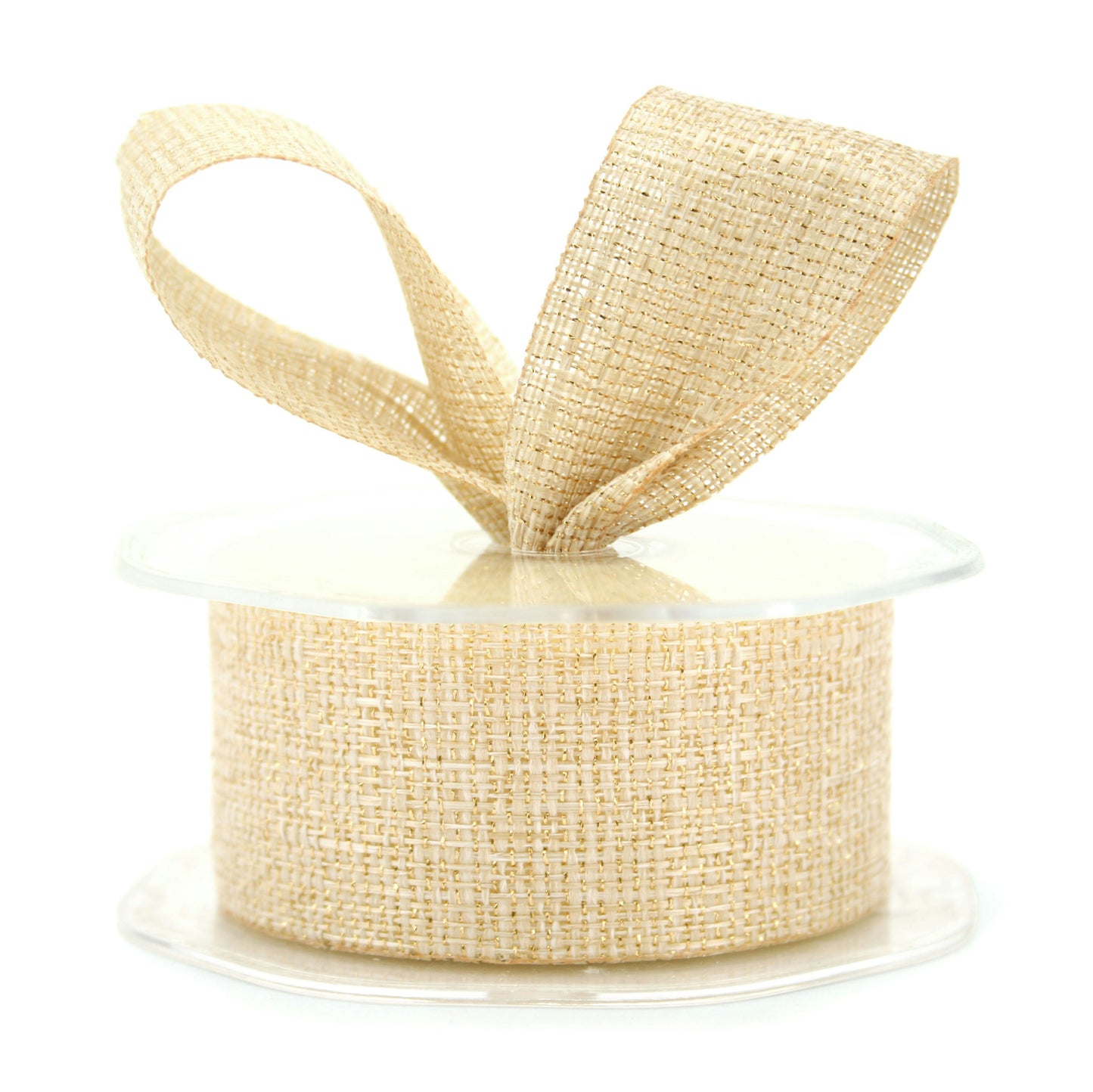Woven Glamour Ribbon 60mmx20m - Natural/Gold