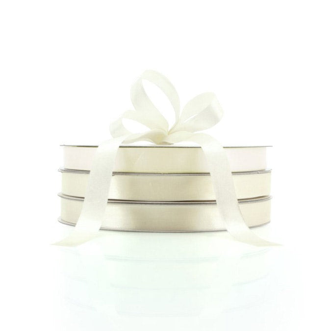 Nylon Satin Ribbon Woven Edge 18mmx100m - Ivory