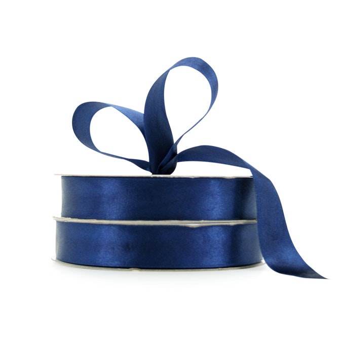 Nylon Satin Ribbon Woven Edge 25mmx50m - Navy Blue