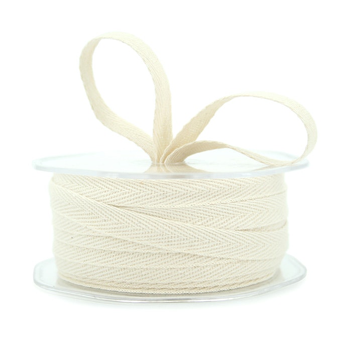 Cotton Twill Ribbon Woven Edge 9mmx25m - Cream
