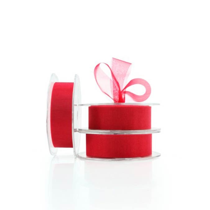 Organza Plain Ribbon Cut Edge 25mmx50m - Red