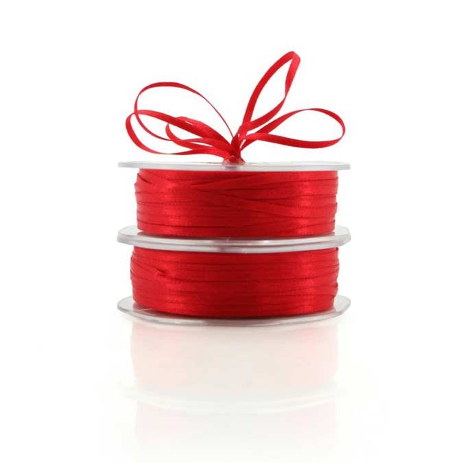 Nylon Satin Ribbon Woven Edge 3mmx100m - Red