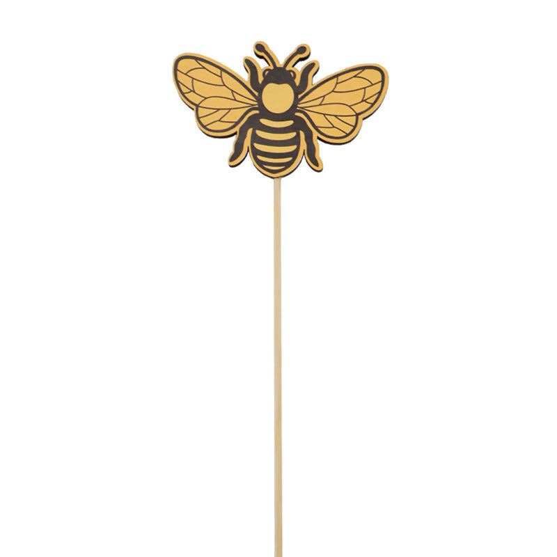 Nordic Wooden Printed Bee Pick 8Wx6Hx28Lcm Pk/12 - Yellow