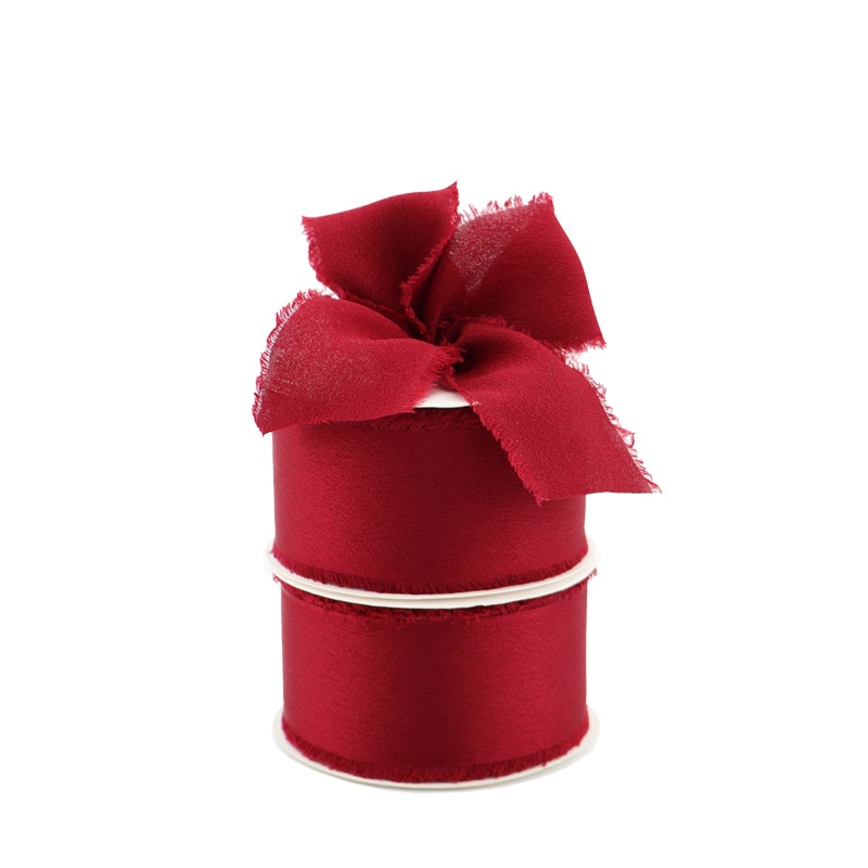 Polyester Satin Ribbon w/Raw Edge 40mmx10m - Burgundy