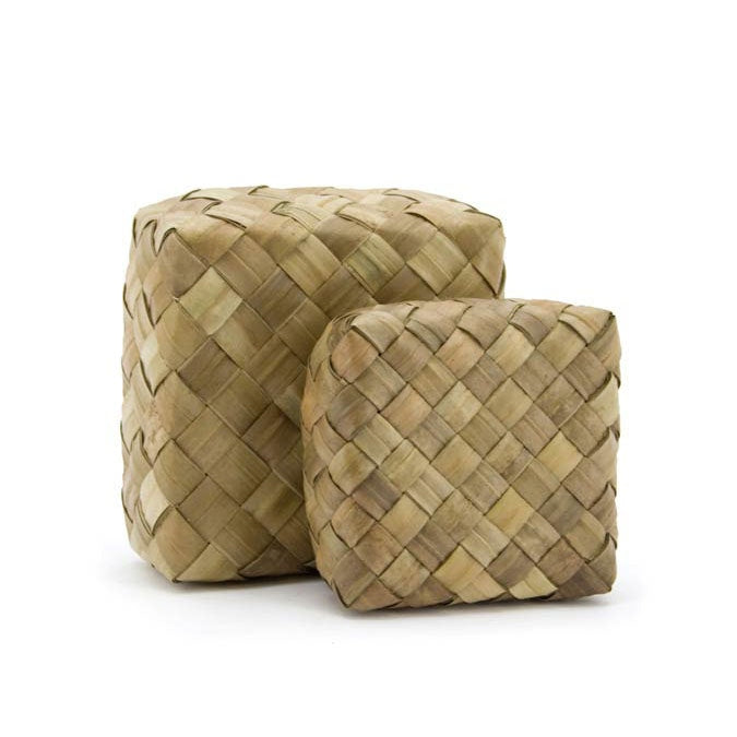 Pandanus Square Box Small Set/2 Outer Approx 21Sqx8Hcm - Natural