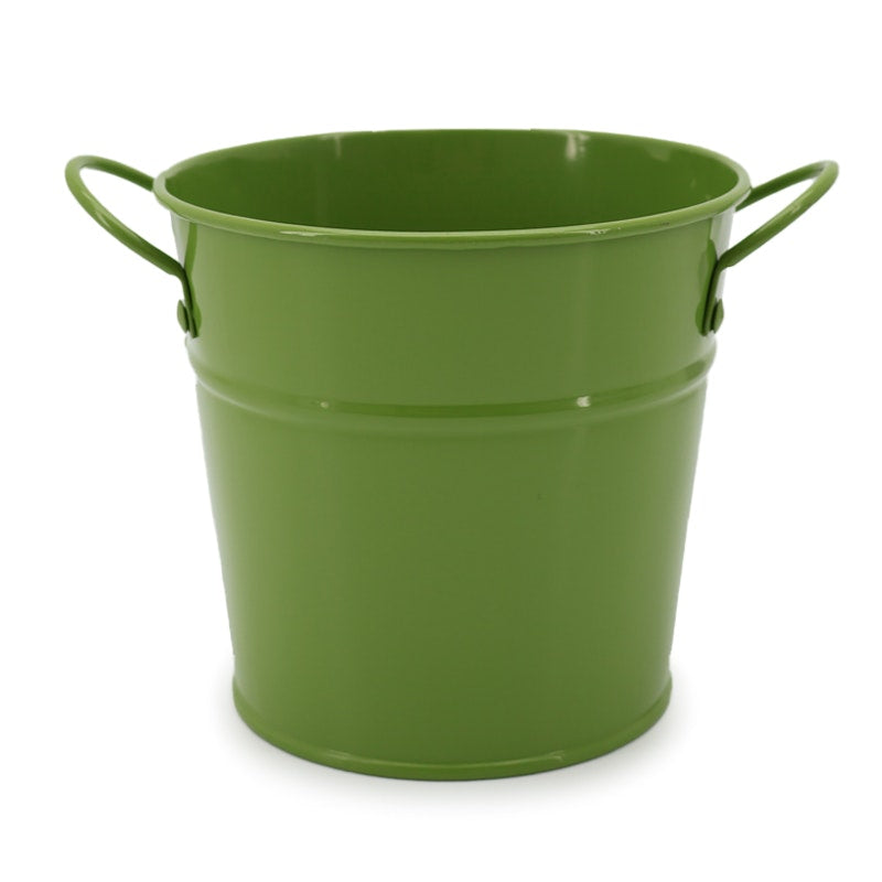 Tin Round Bucket w/Ear Handles Small 12TDx9.5BDx11Hcm - Sage