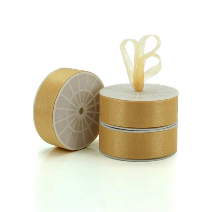 Chiffon Plain Ribbon Cut Edge 38mmx100m - Gold
