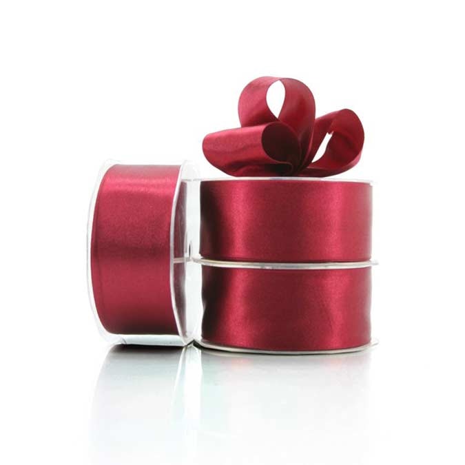 Nylon Satin Ribbon Woven Edge 38mmx25m - Burgundy