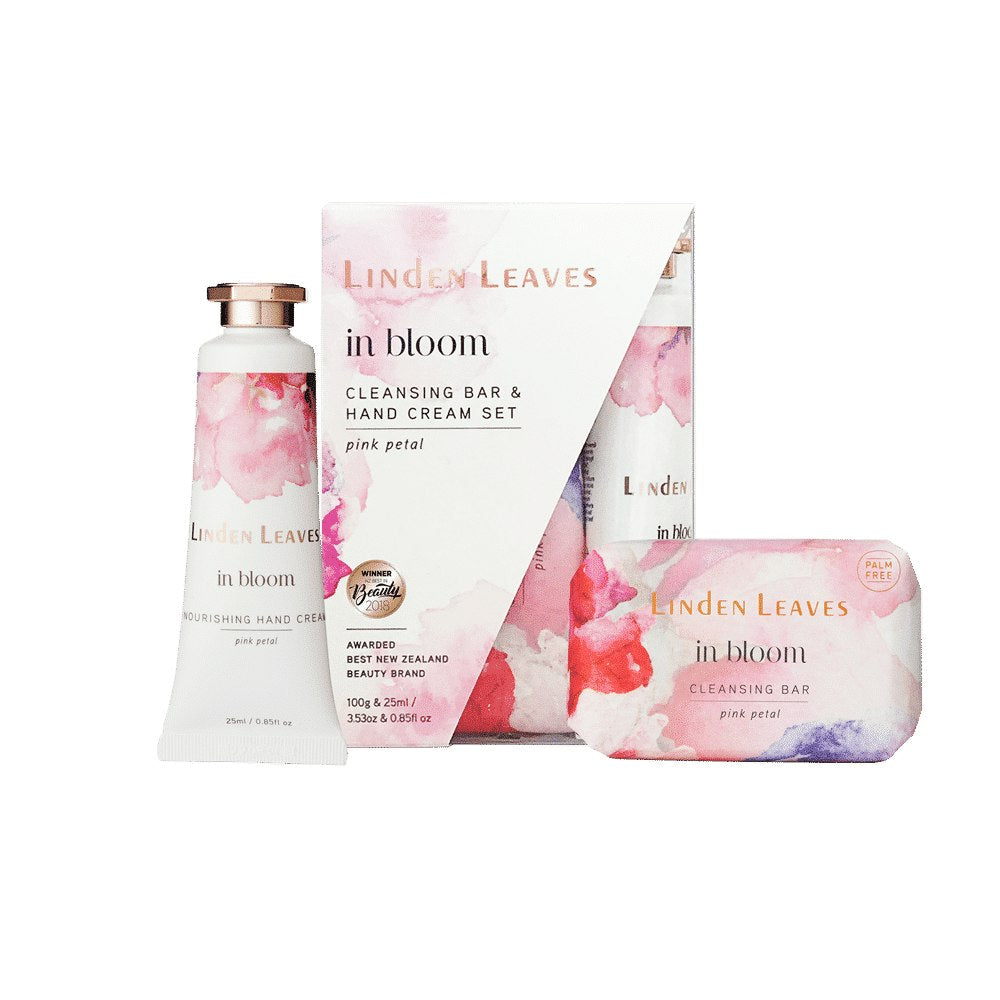 Linden Leaves Pink Petal Hand Cream And Cleansing Bar Set