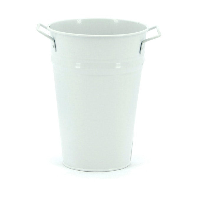 Tin V-Shape Bucket w/Ear Handles Small 14.5TDx10BDx20Hcm - White (04-V2-WHI)