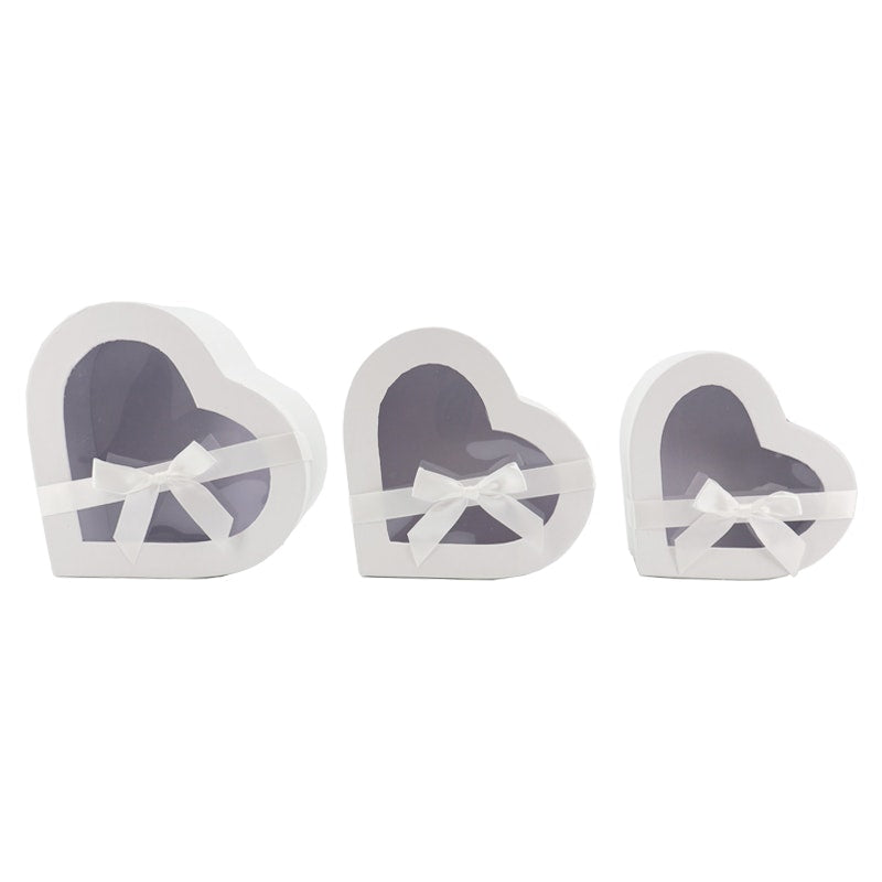 Heart Hat Boxes Set/3 25.8Lx24.5Wx12Hcm - White