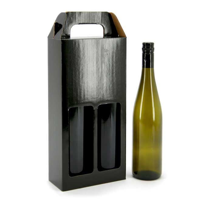 Wine Bottle Gift Box Double 16.5Wx8Dx33Hcm Pk/10 - Black