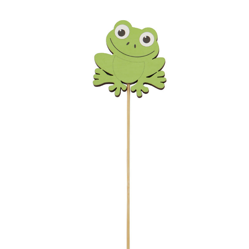Nordic Wooden Printed Frog Pick 6Wx6.5Hx28Lcm Pk/12 - Green